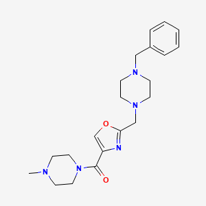 molecular formula C21H29N5O2 B3814601 1-benzyl-4-({4-[(4-methyl-1-piperazinyl)carbonyl]-1,3-oxazol-2-yl}methyl)piperazine 