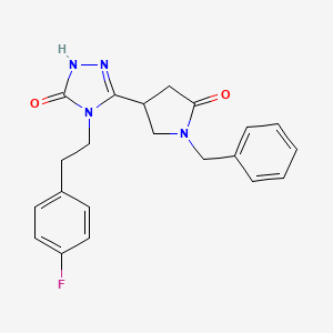 molecular formula C21H21FN4O2 B3814628 5-(1-benzyl-5-oxopyrrolidin-3-yl)-4-[2-(4-fluorophenyl)ethyl]-2,4-dihydro-3H-1,2,4-triazol-3-one 