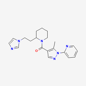 molecular formula C20H24N6O B3814630 2-[4-({2-[2-(1H-imidazol-1-yl)ethyl]piperidin-1-yl}carbonyl)-5-methyl-1H-pyrazol-1-yl]pyridine 