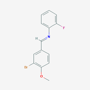 molecular formula C14H11BrFNO B381467 N-(3-bromo-4-methoxybenzylidene)-N-(2-fluorophenyl)amine 