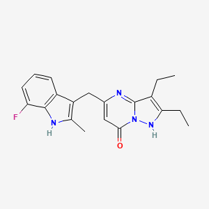 molecular formula C20H21FN4O B3814674 2,3-diethyl-5-[(7-fluoro-2-methyl-1H-indol-3-yl)methyl]pyrazolo[1,5-a]pyrimidin-7(4H)-one 