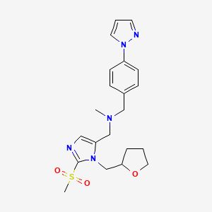 molecular formula C21H27N5O3S B3814684 N-methyl-1-[2-(methylsulfonyl)-1-(tetrahydro-2-furanylmethyl)-1H-imidazol-5-yl]-N-[4-(1H-pyrazol-1-yl)benzyl]methanamine 