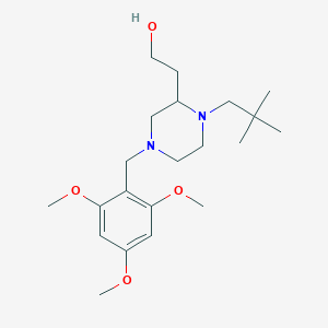 molecular formula C21H36N2O4 B3814708 2-[1-(2,2-dimethylpropyl)-4-(2,4,6-trimethoxybenzyl)-2-piperazinyl]ethanol 