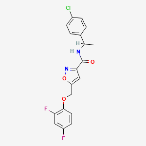 molecular formula C19H15ClF2N2O3 B3814736 N-[1-(4-chlorophenyl)ethyl]-5-[(2,4-difluorophenoxy)methyl]-3-isoxazolecarboxamide 