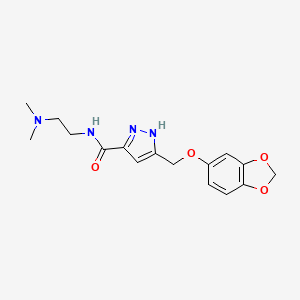 molecular formula C16H20N4O4 B3814740 5-[(1,3-benzodioxol-5-yloxy)methyl]-N-[2-(dimethylamino)ethyl]-1H-pyrazole-3-carboxamide 