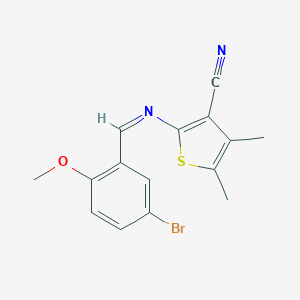 molecular formula C15H13BrN2OS B381475 2-[(5-Bromo-2-methoxybenzylidene)amino]-4,5-dimethyl-3-thiophenecarbonitrile 