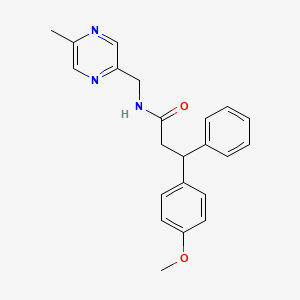 3-(4-methoxyphenyl)-N-[(5-methyl-2-pyrazinyl)methyl]-3-phenylpropanamide