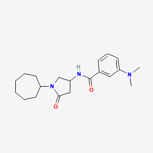 molecular formula C20H29N3O2 B3814780 N-(1-cycloheptyl-5-oxo-3-pyrrolidinyl)-3-(dimethylamino)benzamide 