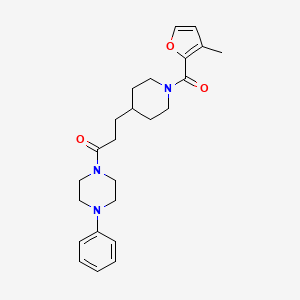 molecular formula C24H31N3O3 B3814792 1-{3-[1-(3-methyl-2-furoyl)-4-piperidinyl]propanoyl}-4-phenylpiperazine 