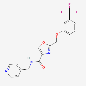 molecular formula C18H14F3N3O3 B3814809 N-(4-pyridinylmethyl)-2-{[3-(trifluoromethyl)phenoxy]methyl}-1,3-oxazole-4-carboxamide 