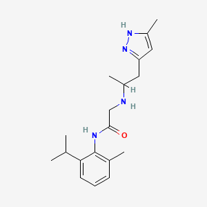 molecular formula C19H28N4O B3814835 N-(2-isopropyl-6-methylphenyl)-2-{[1-methyl-2-(3-methyl-1H-pyrazol-5-yl)ethyl]amino}acetamide 