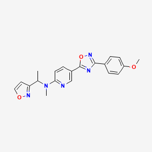molecular formula C20H19N5O3 B3814909 N-[1-(3-isoxazolyl)ethyl]-5-[3-(4-methoxyphenyl)-1,2,4-oxadiazol-5-yl]-N-methyl-2-pyridinamine 