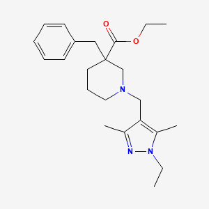 molecular formula C23H33N3O2 B3814921 ethyl 3-benzyl-1-[(1-ethyl-3,5-dimethyl-1H-pyrazol-4-yl)methyl]-3-piperidinecarboxylate 