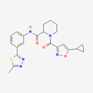 molecular formula C22H23N5O3S B3814984 1-[(5-cyclopropyl-3-isoxazolyl)carbonyl]-N-[3-(5-methyl-1,3,4-thiadiazol-2-yl)phenyl]-2-piperidinecarboxamide 