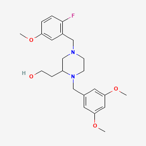 molecular formula C23H31FN2O4 B3815002 2-[1-(3,5-dimethoxybenzyl)-4-(2-fluoro-5-methoxybenzyl)-2-piperazinyl]ethanol 