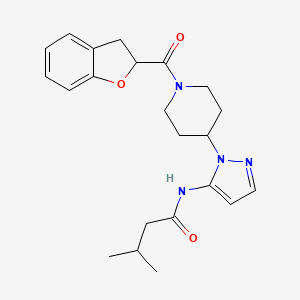 molecular formula C22H28N4O3 B3815009 N-{1-[1-(2,3-dihydro-1-benzofuran-2-ylcarbonyl)-4-piperidinyl]-1H-pyrazol-5-yl}-3-methylbutanamide 