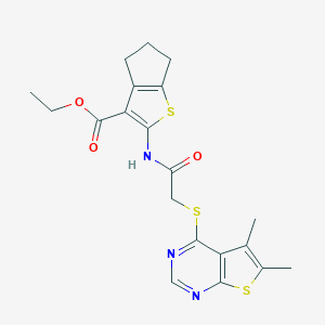 ethyl 2-({[(5,6-dimethylthieno[2,3-d]pyrimidin-4-yl)sulfanyl]acetyl}amino)-5,6-dihydro-4H-cyclopenta[b]thiophene-3-carboxylate