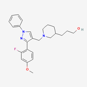 molecular formula C25H30FN3O2 B3815046 3-(1-{[3-(2-fluoro-4-methoxyphenyl)-1-phenyl-1H-pyrazol-4-yl]methyl}-3-piperidinyl)-1-propanol 