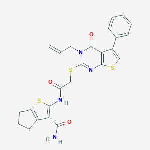 2-({[(3-allyl-4-oxo-5-phenyl-3,4-dihydrothieno[2,3-d]pyrimidin-2-yl)sulfanyl]acetyl}amino)-5,6-dihydro-4H-cyclopenta[b]thiophene-3-carboxamide