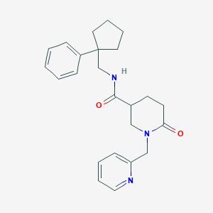 molecular formula C24H29N3O2 B3815092 6-oxo-N-[(1-phenylcyclopentyl)methyl]-1-(2-pyridinylmethyl)-3-piperidinecarboxamide 