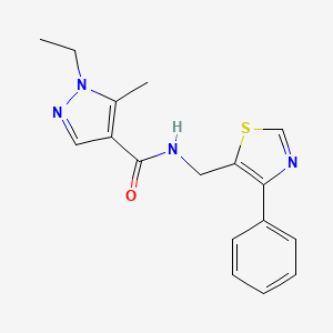 molecular formula C17H18N4OS B3815119 1-ethyl-5-methyl-N-[(4-phenyl-1,3-thiazol-5-yl)methyl]-1H-pyrazole-4-carboxamide 