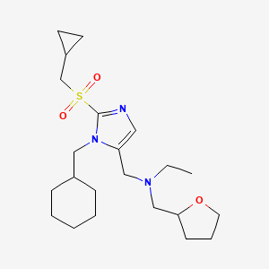 molecular formula C22H37N3O3S B3815125 ({1-(cyclohexylmethyl)-2-[(cyclopropylmethyl)sulfonyl]-1H-imidazol-5-yl}methyl)ethyl(tetrahydro-2-furanylmethyl)amine 