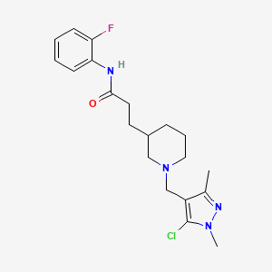molecular formula C20H26ClFN4O B3815142 3-{1-[(5-chloro-1,3-dimethyl-1H-pyrazol-4-yl)methyl]-3-piperidinyl}-N-(2-fluorophenyl)propanamide 