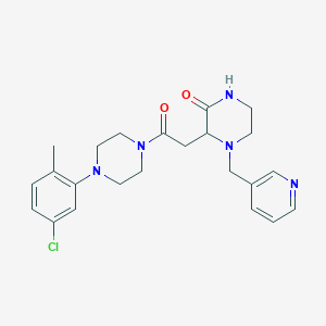 molecular formula C23H28ClN5O2 B3815182 3-{2-[4-(5-chloro-2-methylphenyl)-1-piperazinyl]-2-oxoethyl}-4-(3-pyridinylmethyl)-2-piperazinone 