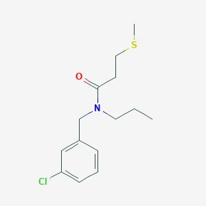 molecular formula C14H20ClNOS B3815197 N-(3-chlorobenzyl)-3-(methylthio)-N-propylpropanamide 