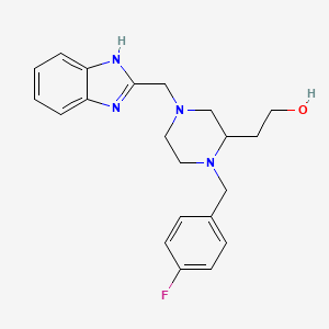 molecular formula C21H25FN4O B3815202 2-[4-(1H-benzimidazol-2-ylmethyl)-1-(4-fluorobenzyl)-2-piperazinyl]ethanol 