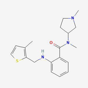 molecular formula C19H25N3OS B3815211 N-methyl-N-(1-methylpyrrolidin-3-yl)-2-{[(3-methyl-2-thienyl)methyl]amino}benzamide 