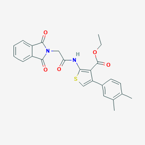 molecular formula C25H22N2O5S B381522 ethyl 4-(3,4-dimethylphenyl)-2-{[(1,3-dioxo-1,3-dihydro-2H-isoindol-2-yl)acetyl]amino}-3-thiophenecarboxylate 
