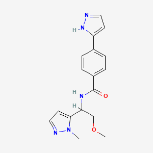 molecular formula C17H19N5O2 B3815288 N-[2-methoxy-1-(1-methyl-1H-pyrazol-5-yl)ethyl]-4-(1H-pyrazol-5-yl)benzamide 