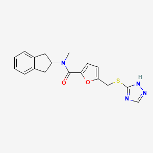 molecular formula C18H18N4O2S B3815312 N-(2,3-dihydro-1H-inden-2-yl)-N-methyl-5-[(4H-1,2,4-triazol-3-ylthio)methyl]-2-furamide 