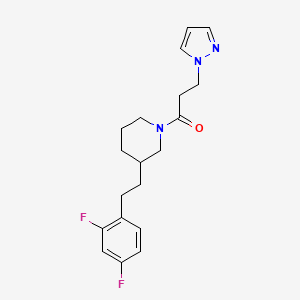 molecular formula C19H23F2N3O B3815315 3-[2-(2,4-difluorophenyl)ethyl]-1-[3-(1H-pyrazol-1-yl)propanoyl]piperidine 