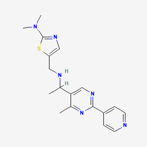 molecular formula C18H22N6S B3815324 N,N-dimethyl-5-[({1-[4-methyl-2-(4-pyridinyl)-5-pyrimidinyl]ethyl}amino)methyl]-1,3-thiazol-2-amine 