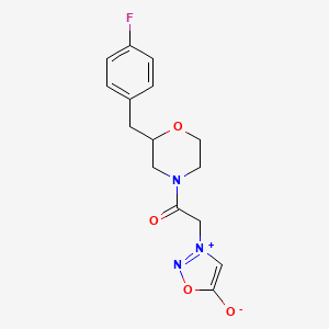 molecular formula C15H16FN3O4 B3815347 3-{2-[2-(4-fluorobenzyl)-4-morpholinyl]-2-oxoethyl}-1,2,3-oxadiazol-3-ium-5-olate 