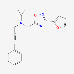 molecular formula C19H17N3O2 B3815374 N-{[3-(2-furyl)-1,2,4-oxadiazol-5-yl]methyl}-N-(3-phenylprop-2-yn-1-yl)cyclopropanamine 