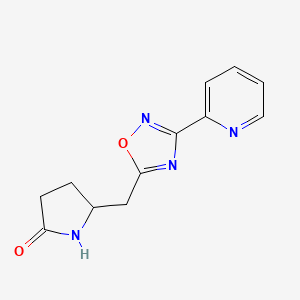molecular formula C12H12N4O2 B3815383 5-{[3-(2-pyridinyl)-1,2,4-oxadiazol-5-yl]methyl}-2-pyrrolidinone 