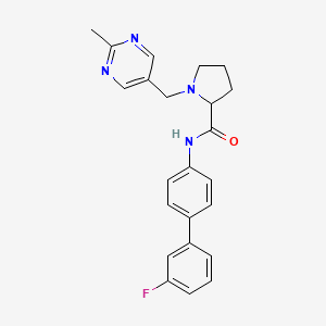 molecular formula C23H23FN4O B3815422 N-(3'-fluoro-4-biphenylyl)-1-[(2-methyl-5-pyrimidinyl)methyl]prolinamide 