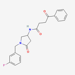 molecular formula C21H21FN2O3 B3815460 N-[1-(3-fluorobenzyl)-5-oxo-3-pyrrolidinyl]-4-oxo-4-phenylbutanamide 