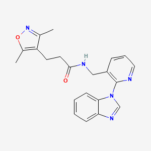 molecular formula C21H21N5O2 B3815478 N-{[2-(1H-benzimidazol-1-yl)-3-pyridinyl]methyl}-3-(3,5-dimethyl-4-isoxazolyl)propanamide 