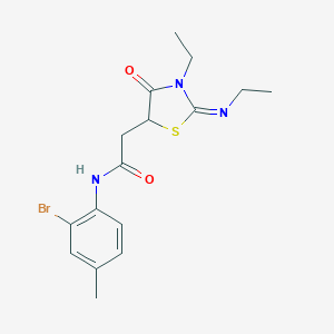 molecular formula C16H20BrN3O2S B381548 (Z)-N-(2-bromo-4-methylphenyl)-2-(3-ethyl-2-(ethylimino)-4-oxothiazolidin-5-yl)acetamide CAS No. 329795-72-4