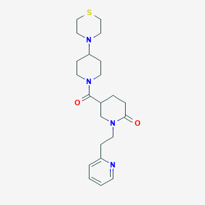 molecular formula C22H32N4O2S B3815507 1-[2-(2-pyridinyl)ethyl]-5-{[4-(4-thiomorpholinyl)-1-piperidinyl]carbonyl}-2-piperidinone 
