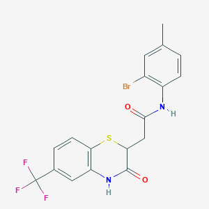molecular formula C18H14BrF3N2O2S B381552 N-(2-bromo-4-methylphenyl)-2-[3-oxo-6-(trifluoromethyl)-3,4-dihydro-2H-1,4-benzothiazin-2-yl]acetamide CAS No. 308300-11-0