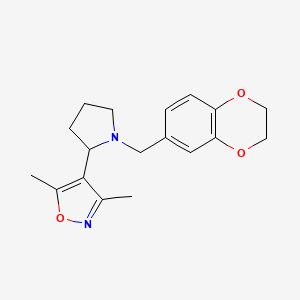 molecular formula C18H22N2O3 B3815526 4-[1-(2,3-dihydro-1,4-benzodioxin-6-ylmethyl)pyrrolidin-2-yl]-3,5-dimethylisoxazole 