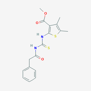 molecular formula C17H18N2O3S2 B381553 Methyl 4,5-dimethyl-2-({[(phenylacetyl)amino]carbothioyl}amino)-3-thiophenecarboxylate 