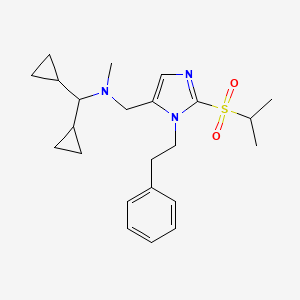 molecular formula C23H33N3O2S B3815539 (dicyclopropylmethyl){[2-(isopropylsulfonyl)-1-(2-phenylethyl)-1H-imidazol-5-yl]methyl}methylamine 