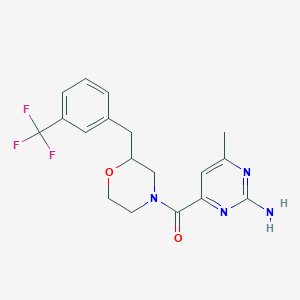 molecular formula C18H19F3N4O2 B3815540 4-methyl-6-({2-[3-(trifluoromethyl)benzyl]-4-morpholinyl}carbonyl)-2-pyrimidinamine 