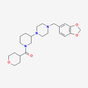 molecular formula C23H33N3O4 B3815543 1-(1,3-benzodioxol-5-ylmethyl)-4-[1-(tetrahydro-2H-pyran-4-ylcarbonyl)-3-piperidinyl]piperazine 
